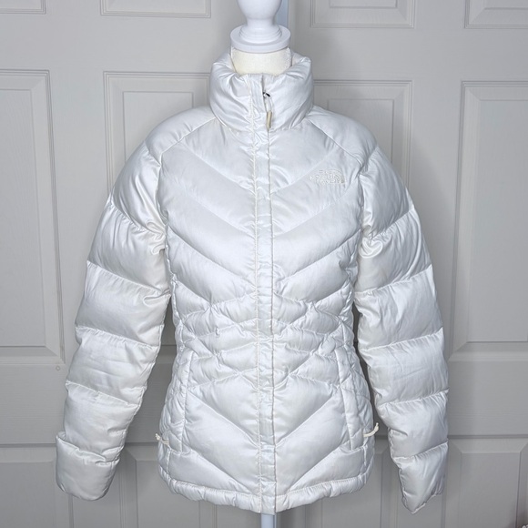 The North Face Aconcagua White down short Puffer Jacket small /xs - Picture 10 of 13